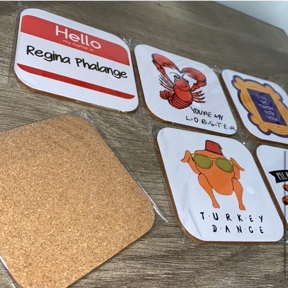 Friends coasters funny gift Brad new bar ware cocktails tv table top decor - Picture 4 of 6